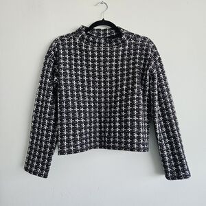 Ann Taylor Factory Black and White Houndstooth Sweater